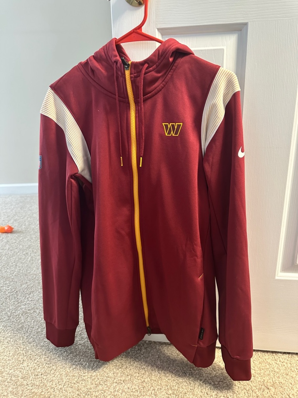 NFL Nike Maroon and Gold Therma-Fit Zip-up Sweatshirt. Washington Commanders